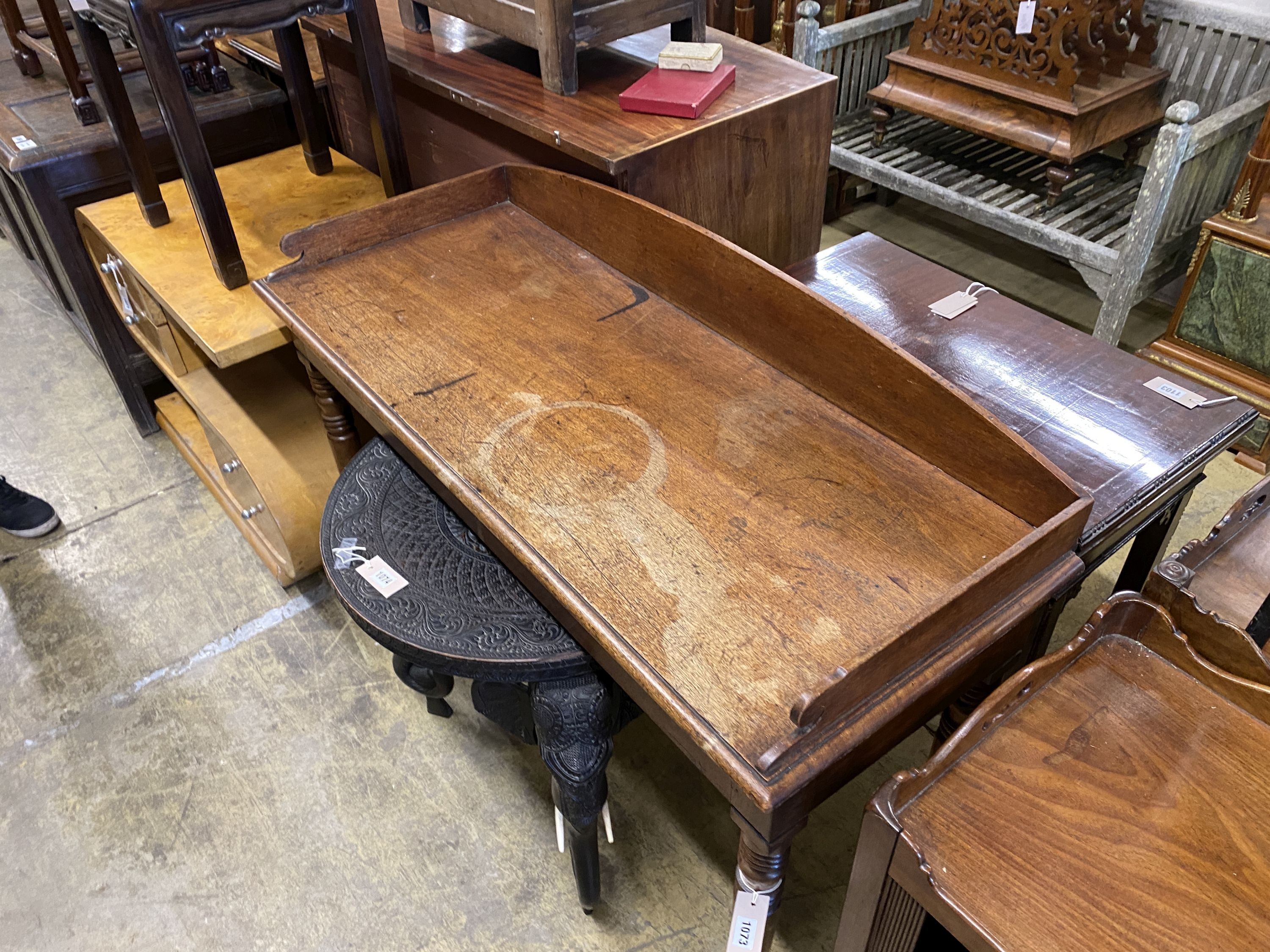 A Victorian mahogany console table, width 122cm, depth 47cm, height 94cm